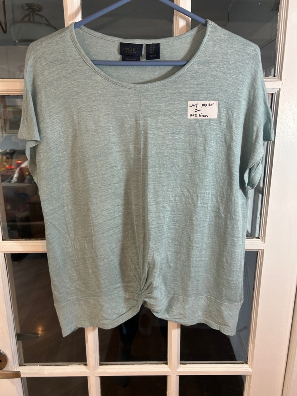 L47.   RACHEL Rachel Roy Seafoam Green Twist-Hem Tee